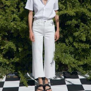Zara wide-leg white jeans